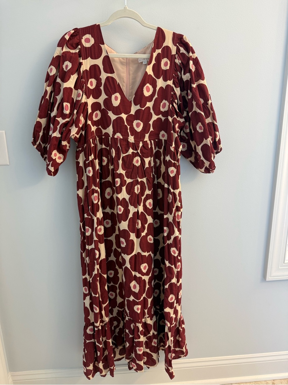 Karlie Burgundy Floral Maxi Dress with Cream Accents
